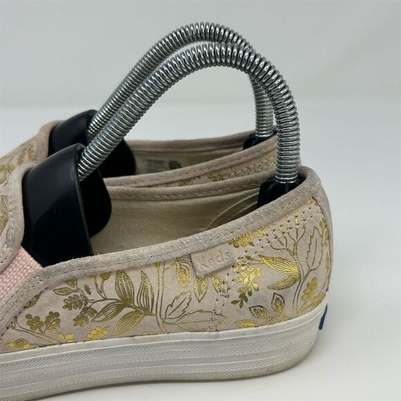 Keds x Rifle Paper Co. Women's Floral Gold and Pink Slip-On Sneakers Size 6.5 - Picture 8 of 14